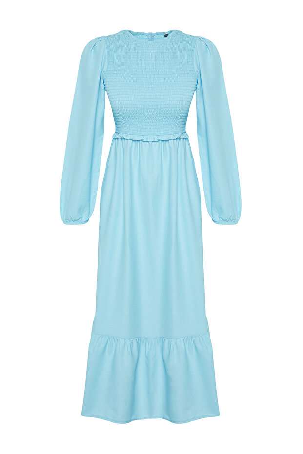 Tyrkysové tkané šaty TCTAW22EB0109 - 7