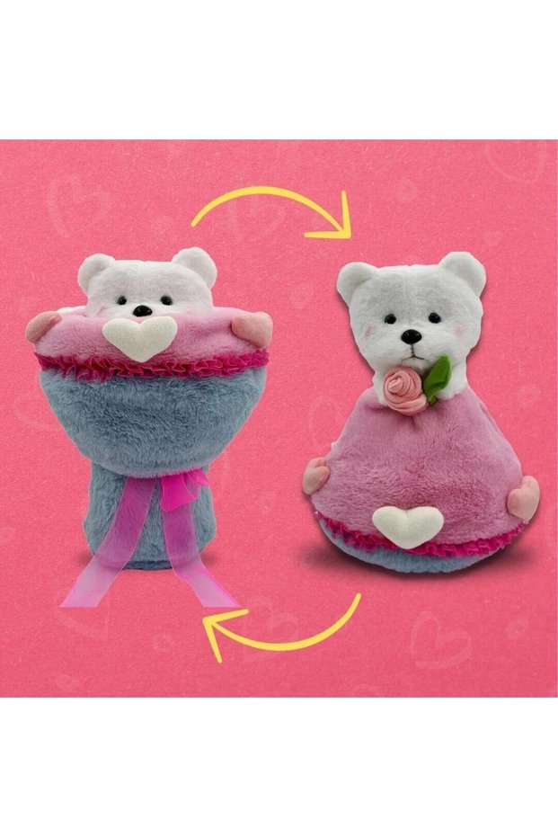 Flower Bouquet with Teddy Bear Plush Sweetheart Endless Love Bouquet Non-Fading Plush Rose v e Teddy Bear Bouquet