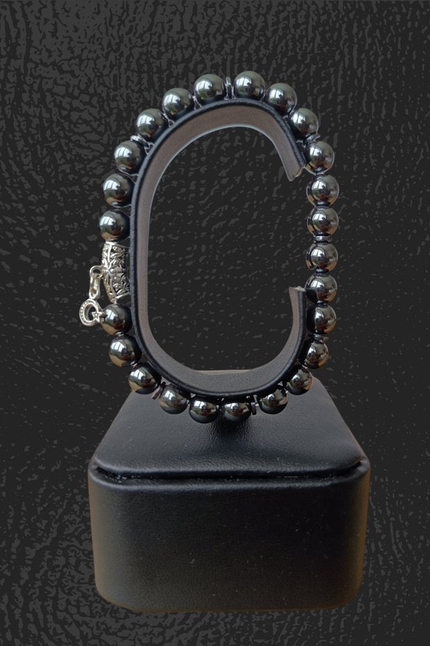 Hematite Stone Bracelet Heavy Duty Original Natural Glossy Gray Hematite Bracelet