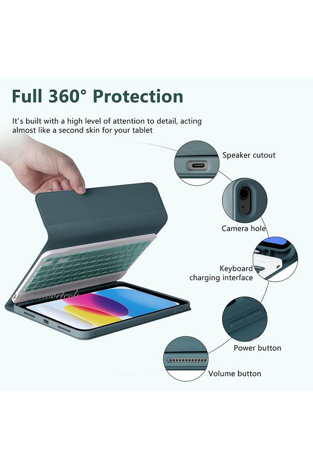 İpad Air 4/5/6 Nesil Air 11 2025 M3 Uyumlu Tablet Klavyeli Kılıf Bluetooth Kalem Bölmeli Stand - 7