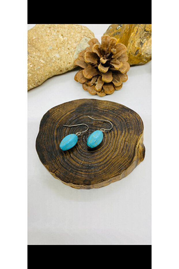 Handmade Crimping Turquoise Stone Women's Earrings