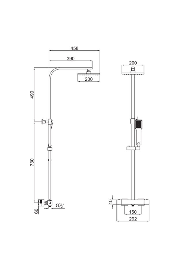 Rain Square Termostatik Duş Barı - 2