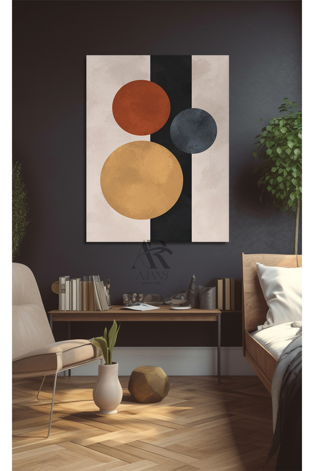 Black-Red-Orange Circle Canvas Art Print Ar040671