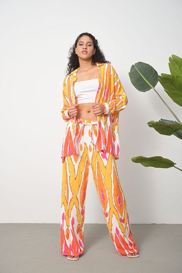 LINEN FABRIC PANT SHIRT 2-PIECE SET