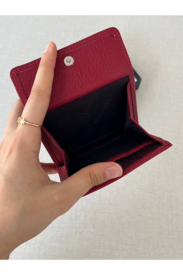 Juno Hakiki Deri Mini Bordo Cüzdan - 4