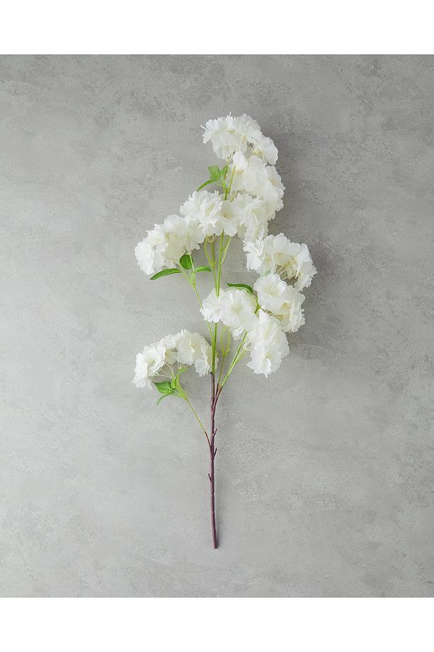 Cherry Branch Tek Dal Yapay Çiçek Beyaz - 1
