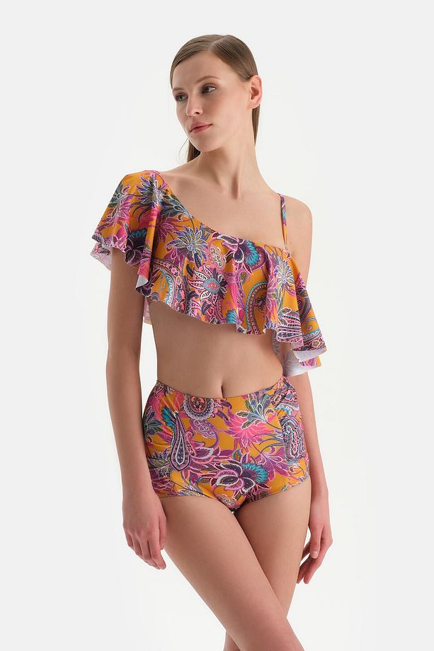 Mor Tek Omuz Bikini Üst - 1