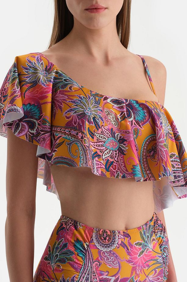 Mor Tek Omuz Bikini Üst - 5