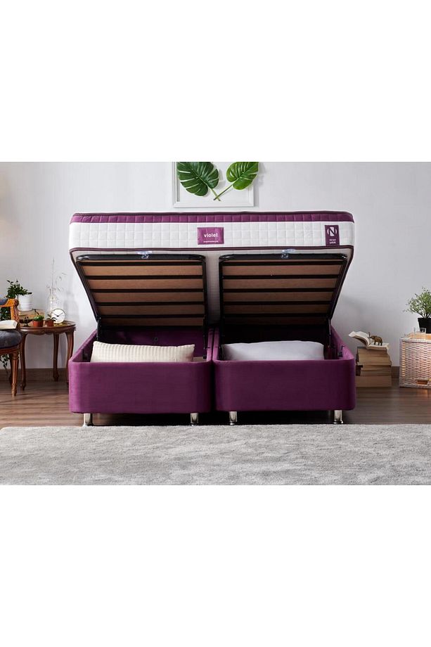 Niron Violet Yatak Seti 180x200 Cm Çift Kişilik Yatak Baza Başlık Takımı - Orta Sert Yatak Mor Baza - 4