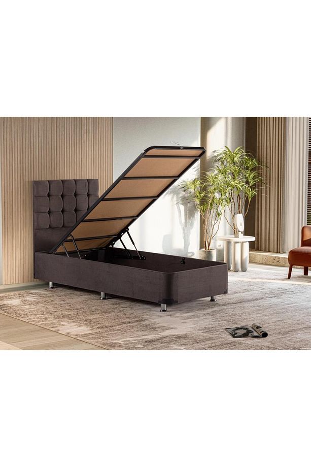 Niron Rama Füme Baza Ve Başlık Seti, Tek Kişilik 80x180 Cm Baza Ve Başlık Takımı - 3