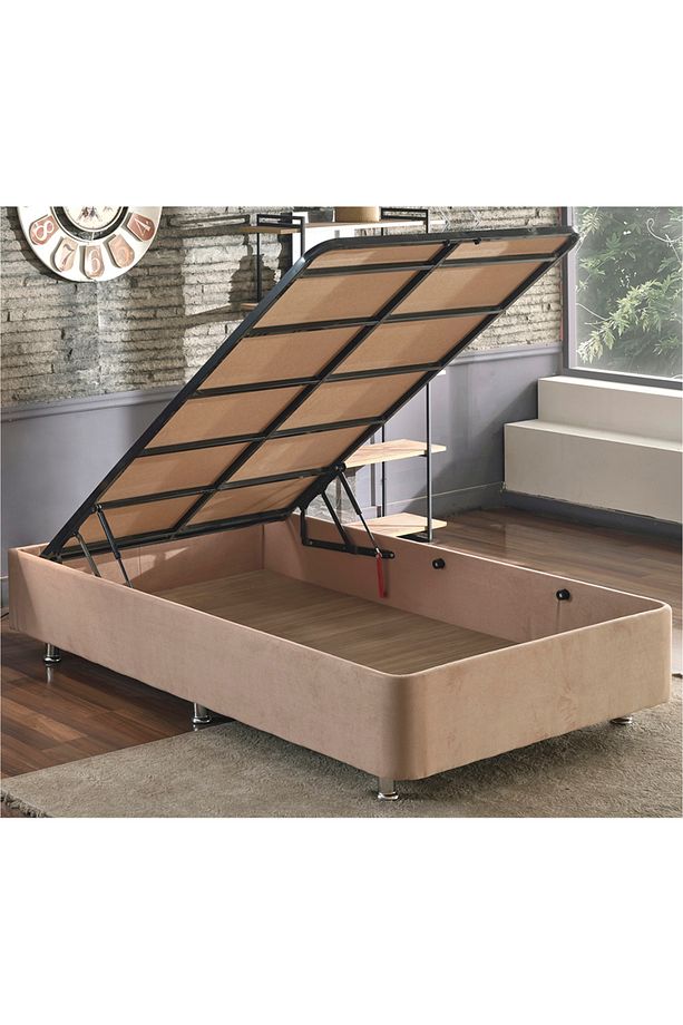 Niron Rama Baza Ve Başlık Seti 120x200 Cm Tek Kişilik Sütlü Kahve Kumaş Baza Ve Başlığı Soho Kumaş - 4