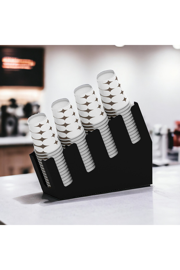 4 Compartment Stepped Paper Cup Stand - Compatible with 8 Oz Cups - 6