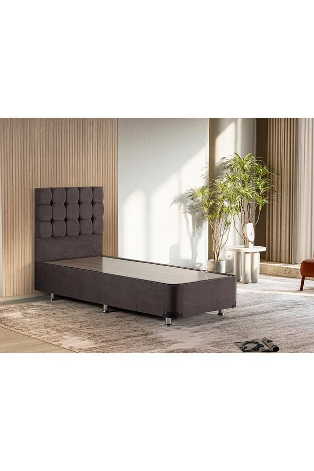 Niron Rama Füme Baza Ve Başlık Seti, Tek Kişilik 80x180 Cm Baza Ve Başlık Takımı - 1