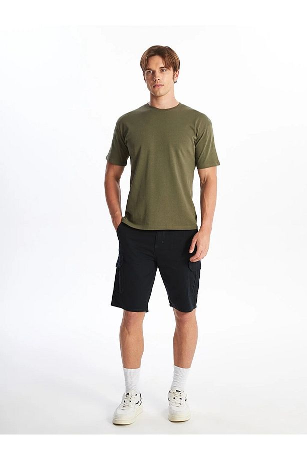 LCW Casual Koyu Lacivert Standart Kalıp Gabardin Erkek Kargo Şort - 2