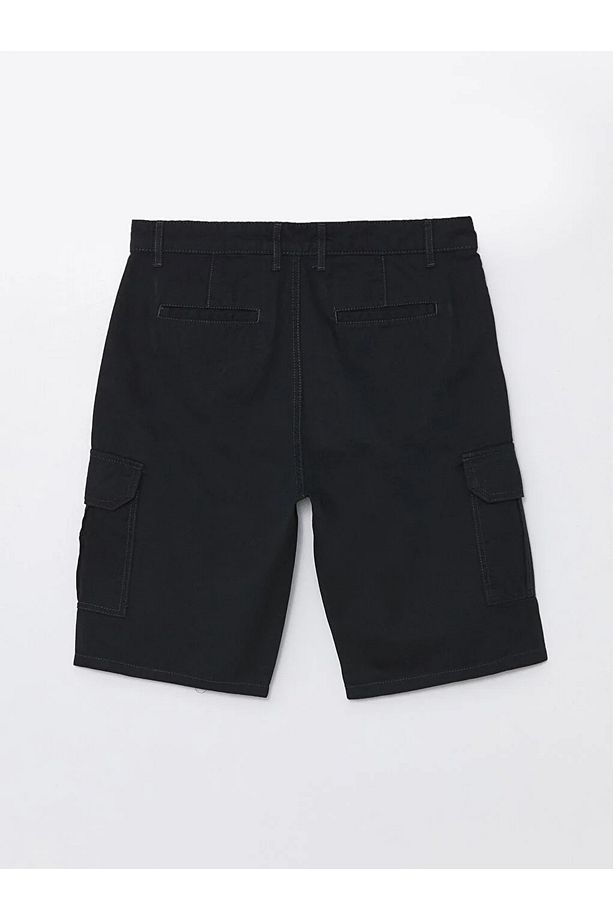 LCW Casual Koyu Lacivert Standart Kalıp Gabardin Erkek Kargo Şort - 7