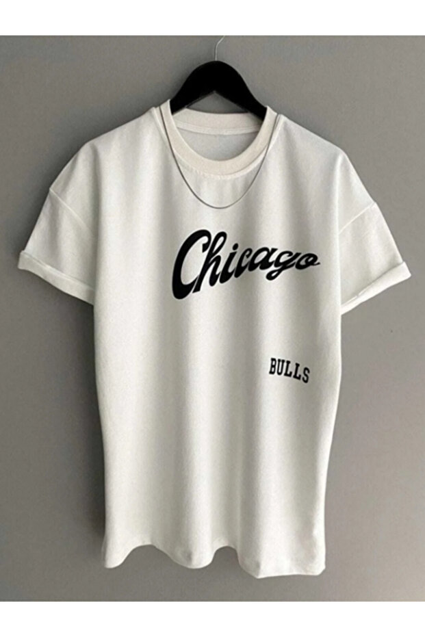 Chicago Front-Back Printed Basic Oversize T-shirt - 1