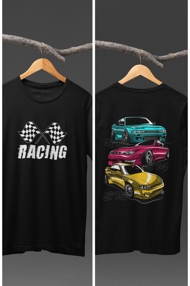 Unisex Nissan S13 S14 S15 Back Printed T-shirt, Racing Car Racing Themed Printed T-shirt