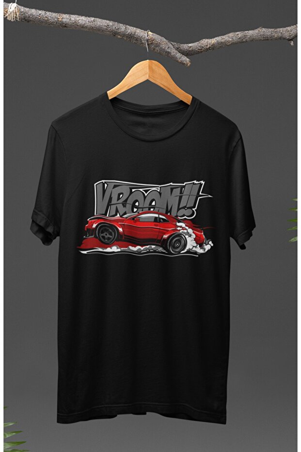Unisex Vroom Dodge Challenger Printed T-shirt, Car Racing Themed Printed T-Shirt