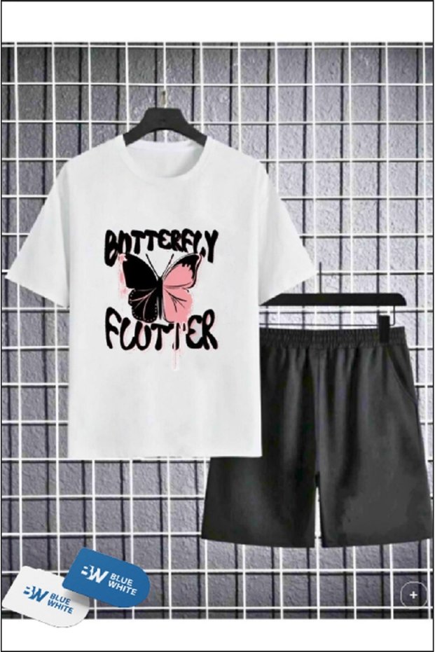 Girl's ''BUTTERFLY'' Printed T-Shirt-Shorts Set