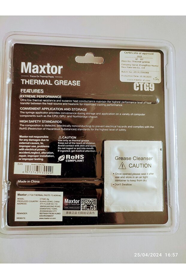 Maxtor CTG9 termal macun 4 gram İşlemci/CPU Tüm Soğutucular için 13.5 w/mk yüksek güçte ısı emici - 2