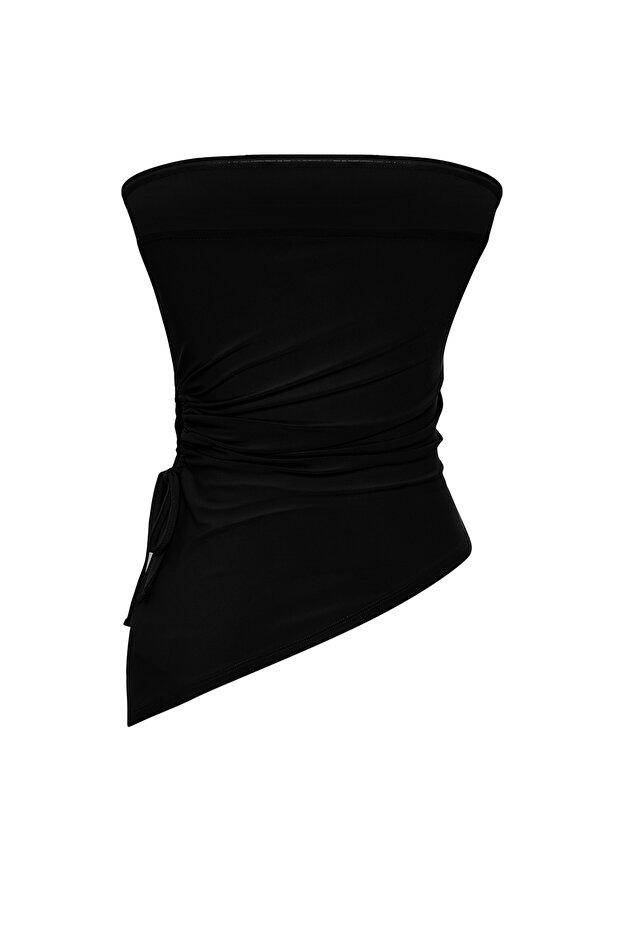 Siyah Cut Out/Pencere Detaylı Detaylı Örme Bluz TPRSS24BZ00034 - 8