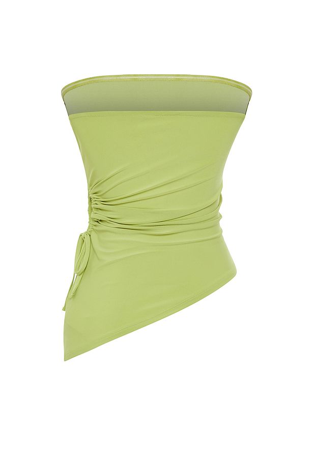 Yağ Yeşili Cut Out/Pencere Detaylı Detaylı Örme Bluz TPRSS24BZ00034 - 8