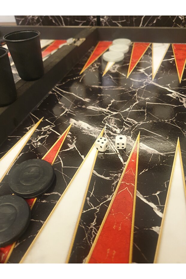 Akinci Backgammon Checkers Set - Bullet Patterned, Wood Veneer - 8