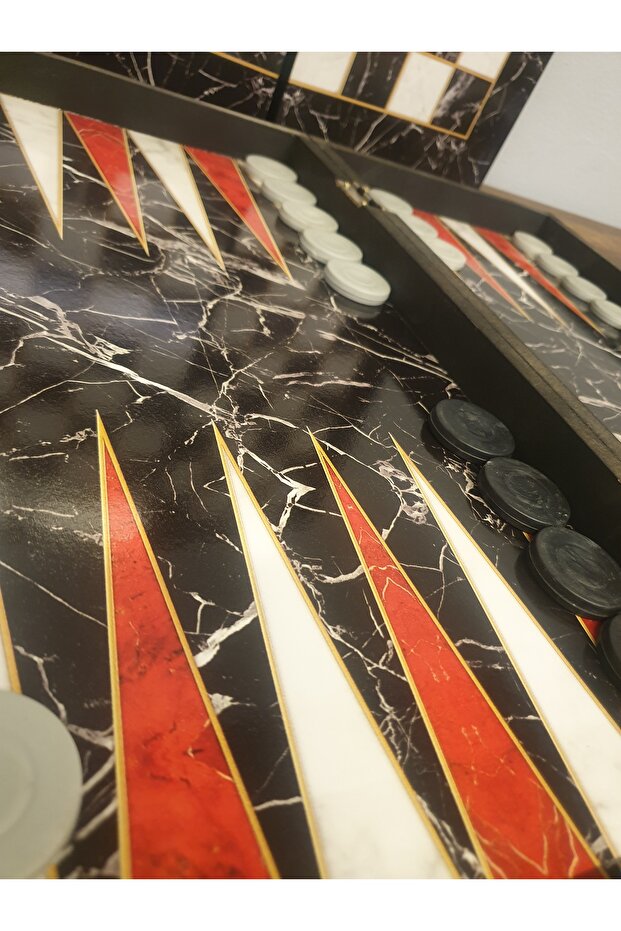 Akinci Backgammon Checkers Set - Bullet Patterned, Wood Veneer - 4