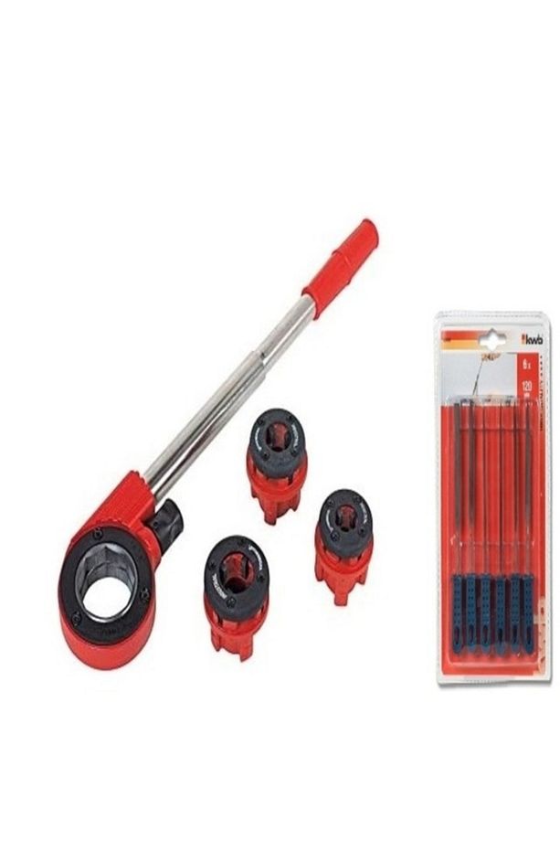 Mekanik Kollu Boru Pafta Takımı Çantalı Boru Diş Açma 1/2-1' 3/4 Set Kwb Mini Eğe Seti Dahil - 1