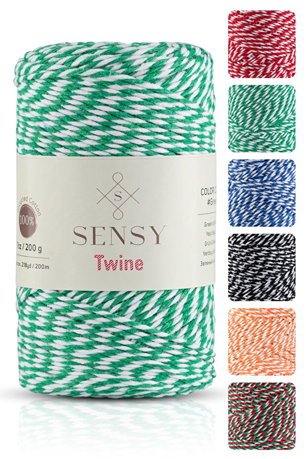 Premium 200 Meters 200 G Green White Package Rope Gift Wrapping Rope Marteniçka Rope Twine Baker