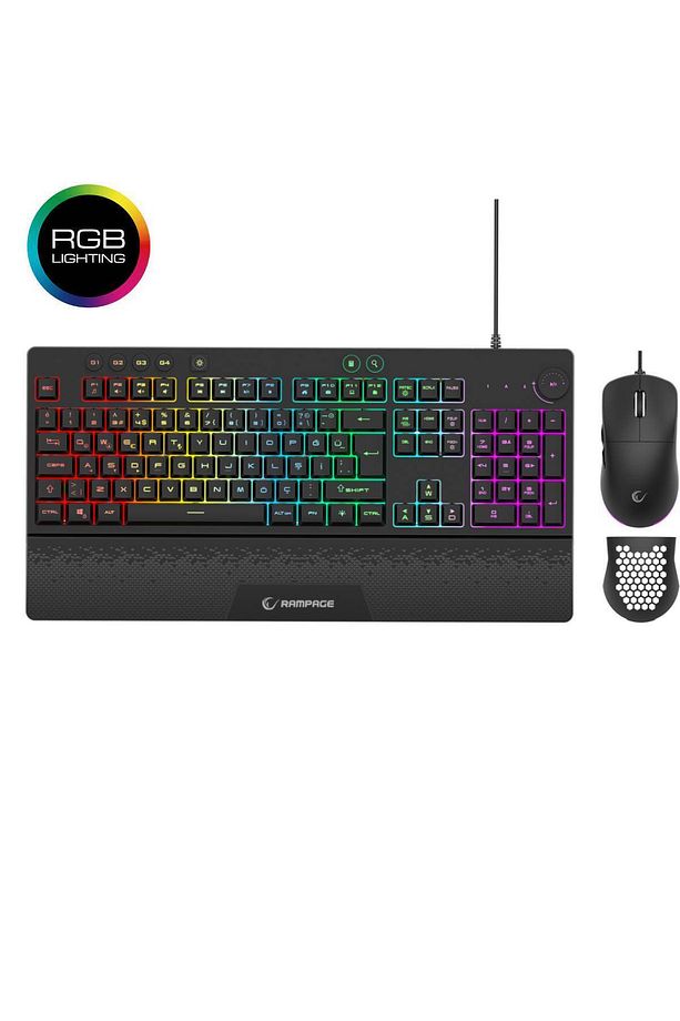 ECLIPSE Siyah Usb RGB Aydınlatmalı Q Gaming 4 Tuş Makrolu Oyuncu Klavye Mouse Set - 7