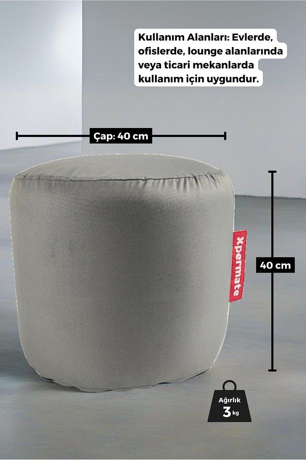 Sunset Puf Bench Fermuarlı Puf Yıkanabilir Kılıf Ayak Ucu Puf Ve Makyaj Koltugu 40x40 Antrasit - 3