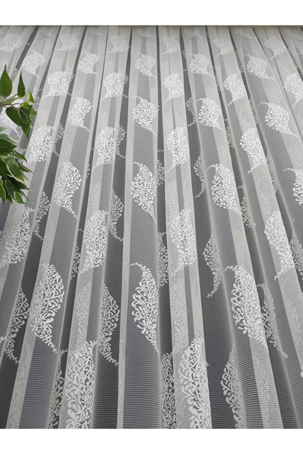 Modern Damask Desenli Tül Perde, 100x260, Normal Pile, 1/2.5 - 6