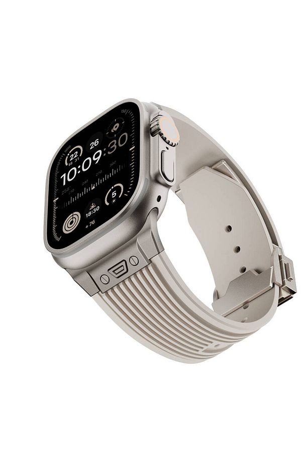 Apple Watch Seri 2/3/4/5/6/7/8/9/se/ultra/ultra 2 38 40 41mm Spor Görünümlü Silikon Kordon - 1