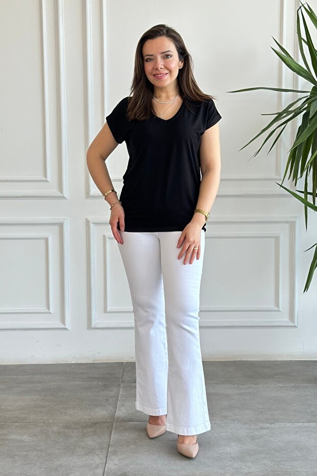 Tricou Basic cu decolteu în V - 2