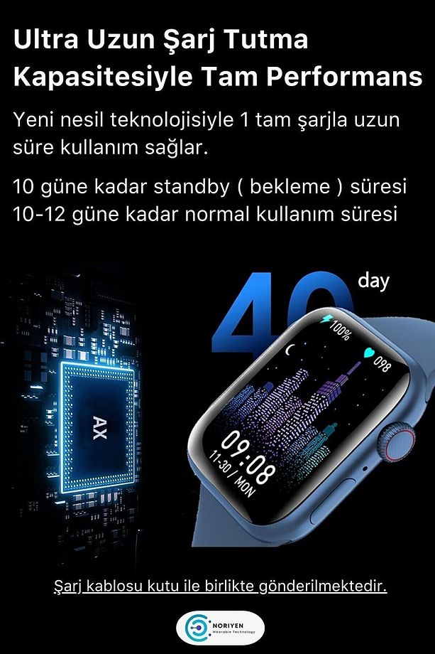 Watch 7 Ios Android Uyumlu Spor Ve Sağlık Sensörlü Bluetooth Aramalı T700 Max Siyah - 2