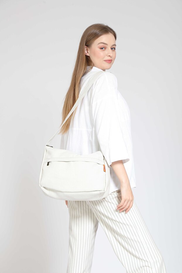 Design Plain White Color Postman Business School Document Laptop Bag Daily Use Shoulder Bag
