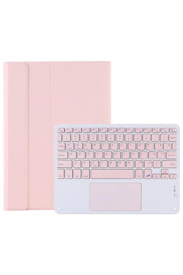 Samsung Galaxy Tab A9 Plus LTE SM-X218 11''Tablet uyumlu BT Touchpad Klavye+Standlı Kılıf-BKK5 Pembe - 1