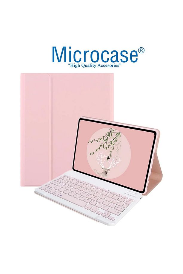Samsung Galaxy Tab A9 Plus LTE SM-X218 11''Tablet Uyumlu Bluetooth Klavyeli Standlı Kılıf-BKK4 Pembe - 3