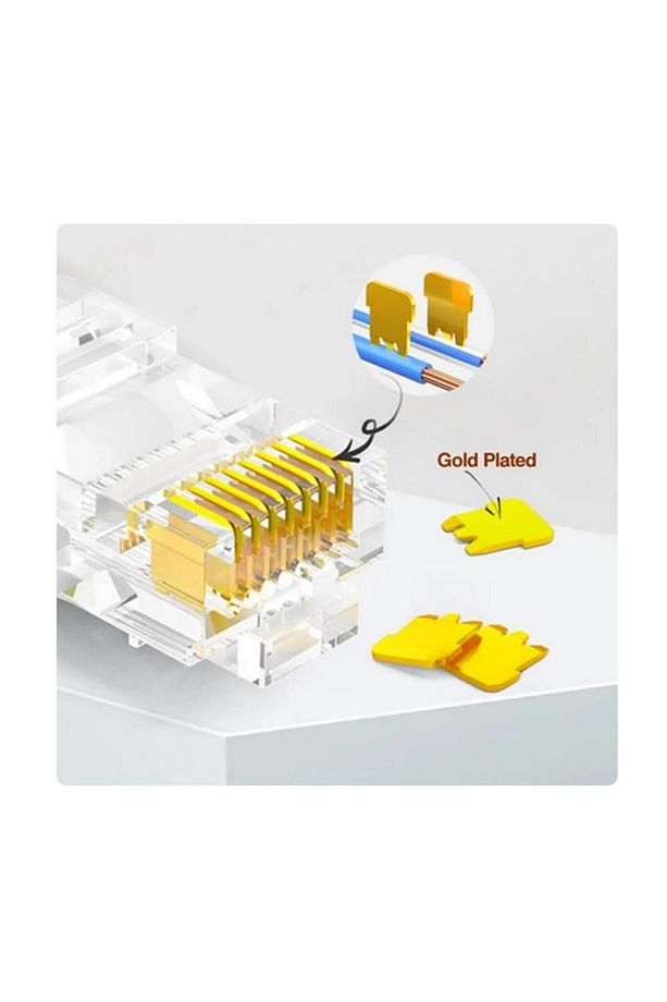 - 50 Adet - 3U" Gold Plated CAT6 RJ45 Konnektör 8P8C Ethernet Kablo Ucu Modüler Fiş Jak - 3