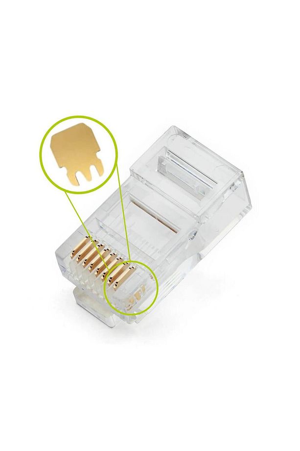 - 50 Adet - 3U" Gold Plated CAT6 RJ45 Konnektör 8P8C Ethernet Kablo Ucu Modüler Fiş Jak - 8