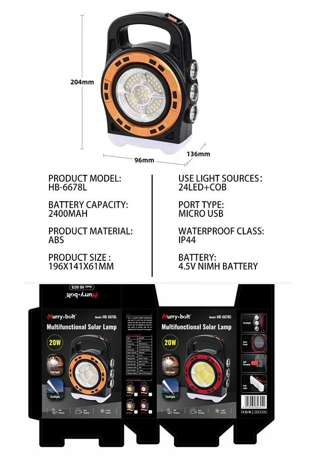 Taşınabilir COB LED güneş Holofote 2400mA USB şarj balıkçı ışığı 3 uzun vadeli ışık kontrol - 7