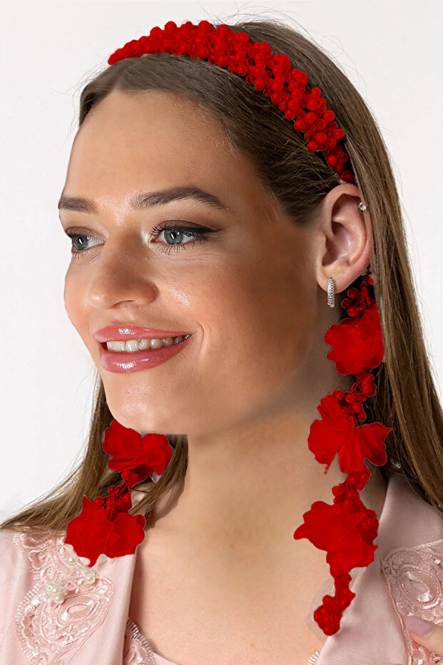 تصميم خاص تاج الأمومة مع أقراط متدلية ولؤلؤ أحمر