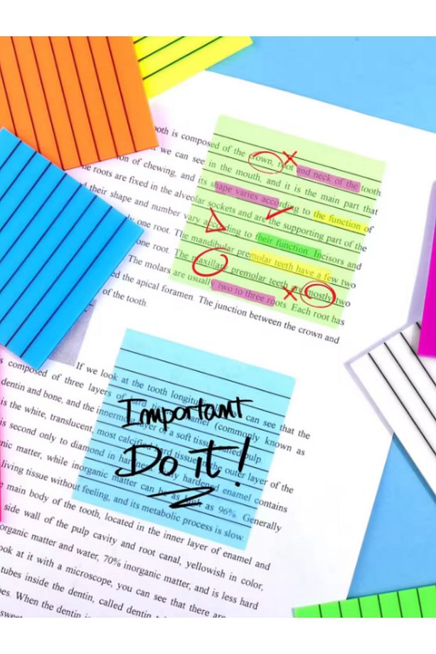 Şeffaf Renkli Postit Yapışkan Post-it Not Kağıdı Çizgili Karenot Sarı - 4