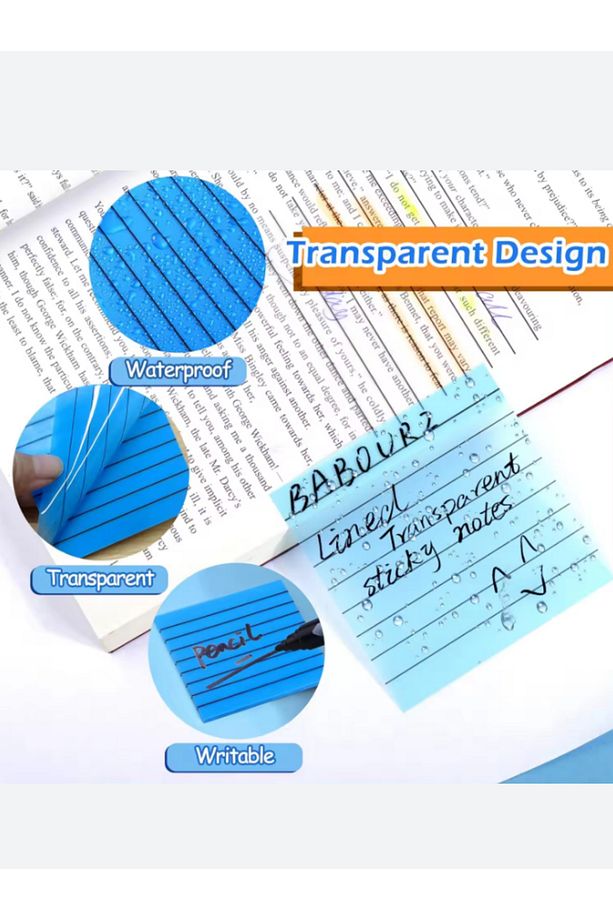Şeffaf Renkli Postit Yapışkan Post-it Not Kağıdı Çizgili Karenot Sarı - 3