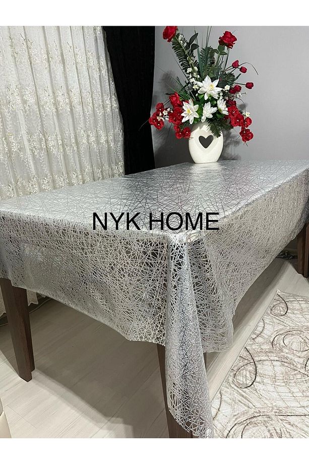 Hasır Desen Lüks Pvc Silinebilir Masa Örtüsü Tüm Renk Ve Ölçüler Gri Iplik - 1