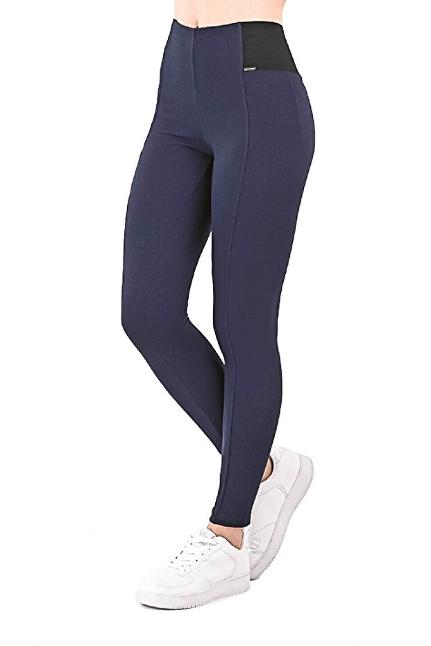 Women's High Waist Long Leggings Navy Blue