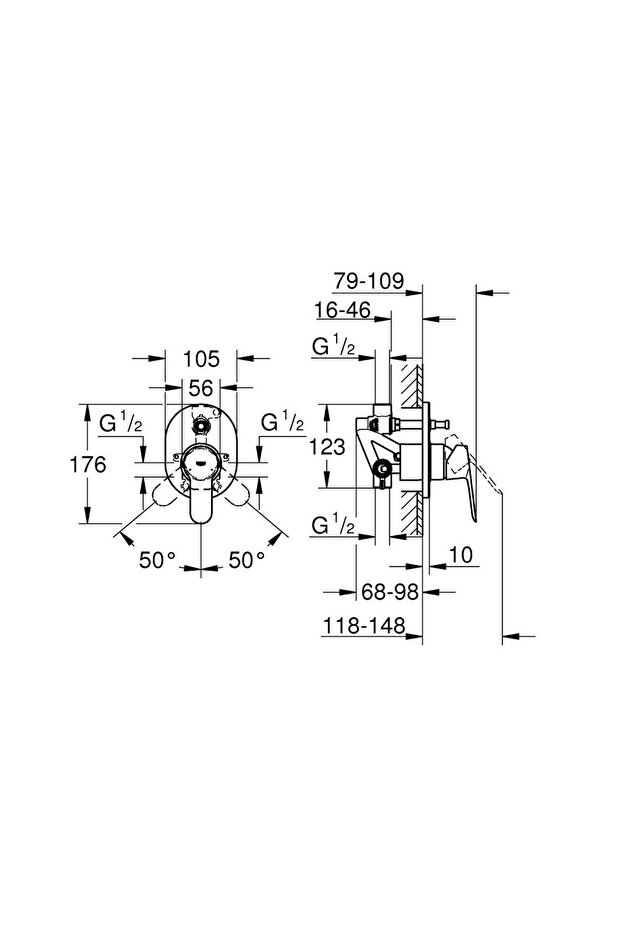 Bauedge Built-in Bathroom Shower Mixer -29039000