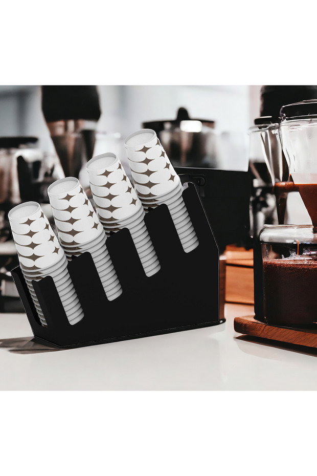 4 Compartment Stepped Paper Cup Stand - Compatible with 8 Oz Cups - 3