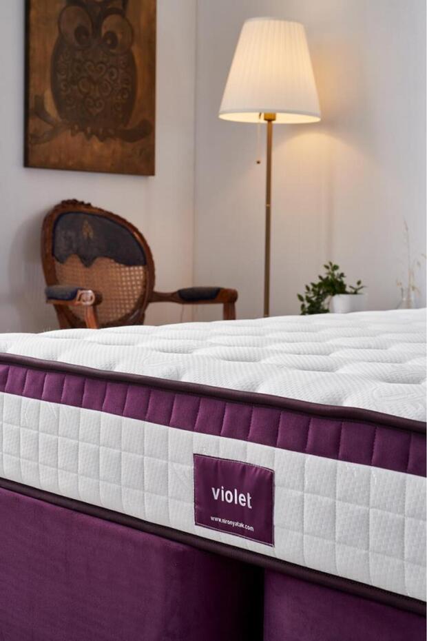 Violet Yatak Tek Kişilik Gizli Pedli Sert Yatak Full Ortopedik Nms Yaylı Yatak, Pamuklu Örme Kumaş - 5